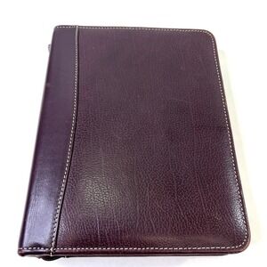 Franklin Quest 7 Ring Zip Binder Burgundy Top Grain‎ Leather Aniline Trim